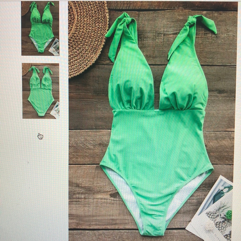 NWT- Cupshe Seafoam Green One Piece Swimsuit